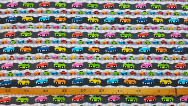 Jersey Digitaldruck bunte Autos Stau kleine Autos große Autos