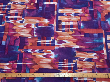 Tactelstoff lila buntes Muster 150cm breit