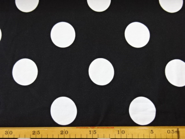 Jersey Digitaldruck große weisse Punkte aug schwarz 155 cm breit