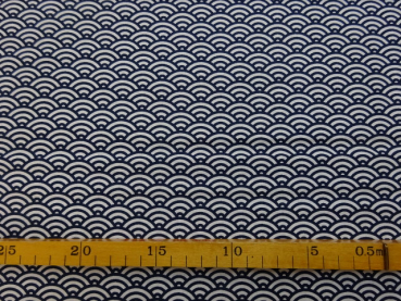 Baumwolle Kurt dunkelblaue Halbkreise auf weiss 148 cm breit Swafing
