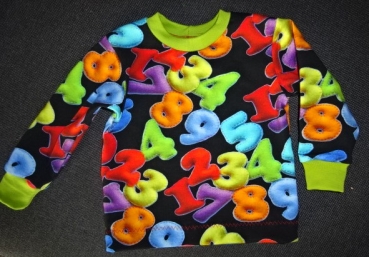 Jersey digitalprint farvede tal på sort baggrund