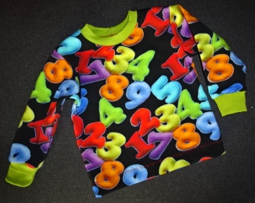 Jersey digitalprint farvede tal på sort baggrund