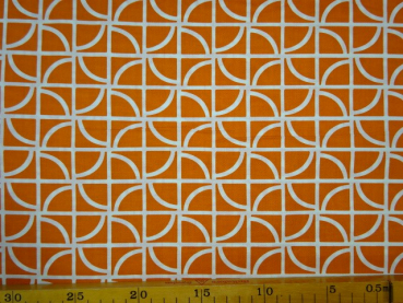 Patchworkstoff grafisches Muster orange weiss 110cm breit