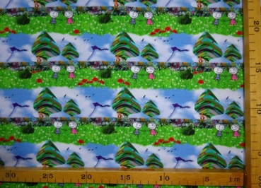 Jersey Digitaldruck Kinder im Garten