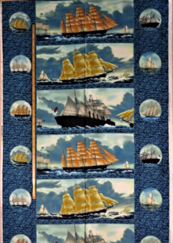 Patckworkstoff Maritime Segelschiffe PANEL ca. 90cm!