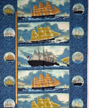 Patckworkstoff Maritime Segelschiffe PANEL ca. 90cm!