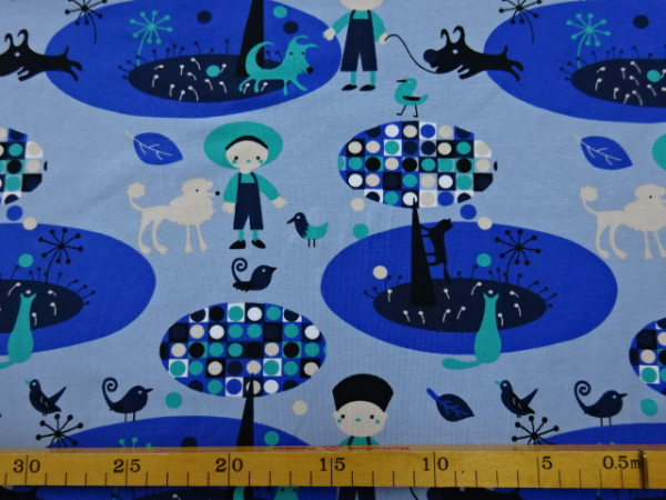 Jersey Digitaldruck Gustav Tiere auf blau 155 cm