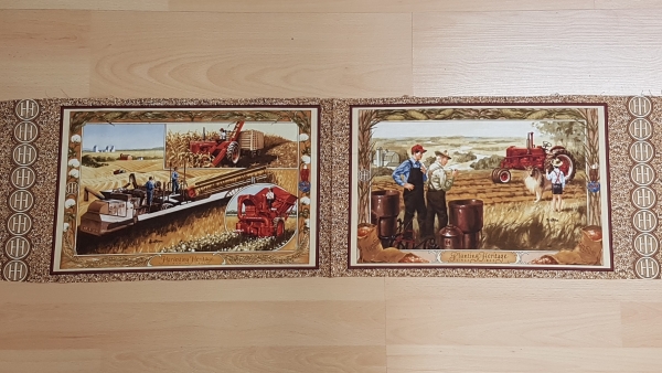 Bomuld IHC McCormick traktor Case 110 cm brede liceneprint panel 30 cm!