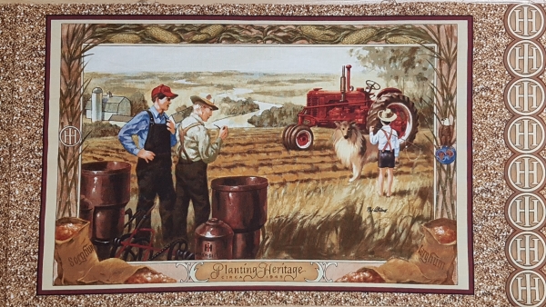 Bomuld IHC McCormick traktor Case 110 cm brede liceneprint panel 30 cm!
