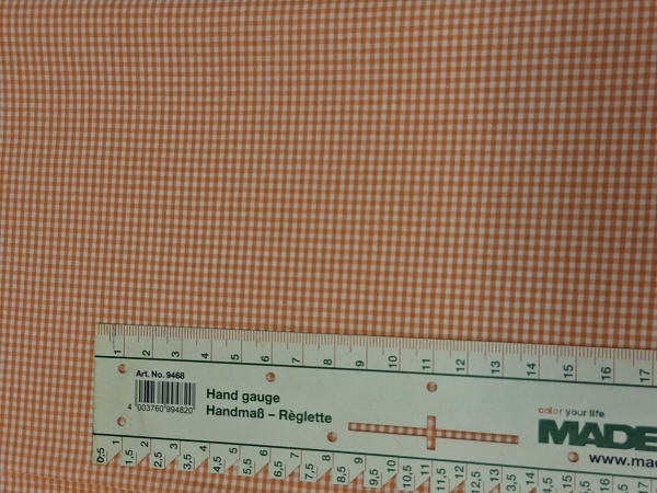 Baumwolle orange weiß feinkariert 150cm breit