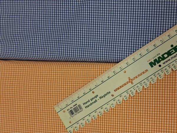 Baumwolle orange weiß feinkariert 150cm breit