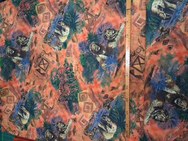 Tactelstoff Safari Löwen Giraffen Savanne 150cm breit