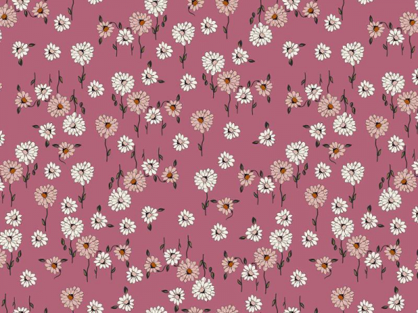 Jersey Digitaldruck weiße Blumen auf hellrosa 160 cm breit