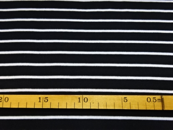 Bio Interlock Ringel schwarz weiß gestreift 140 cm