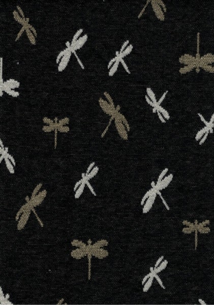 Bomullsticka med lurex guldglittrande på svarta dragonflies