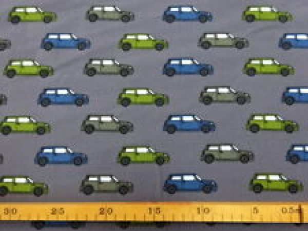 Jersey Digitaldruck kleine englische Kultautos 155 cm breit 170cm RESTSTÜCK