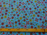 Baumwolle bunte Blumen rote Blumen gelbe Blumen auf hellblau 150 cm breit